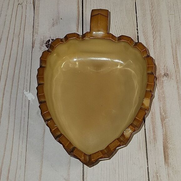 Antique McKee Early 1900's MASONIC PATTERN Heart Shaped Bowl w Handle - Picture 2 of 7